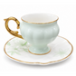 Elegant Floral Porcelain Coffee Cup Set – Light Green & Gold