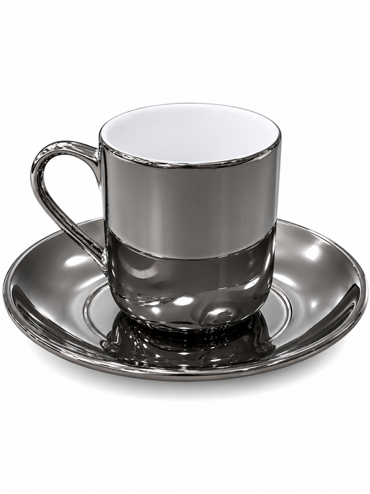 Set of 6 Pasha Home Turkish Full Silver Coffee Cups